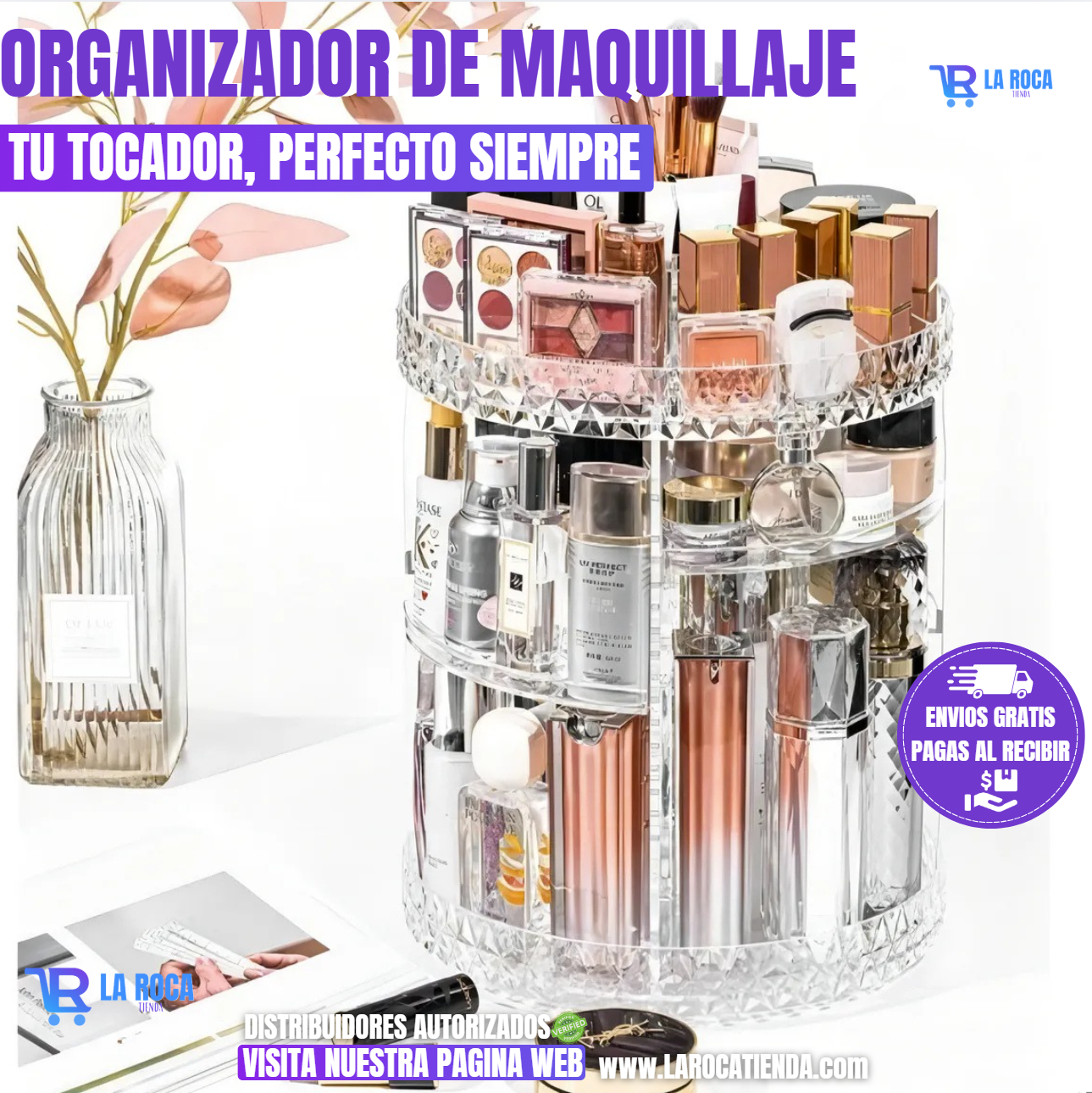 ORGANIZADOR DE MAQUILLAJE GIRATORIO 360°