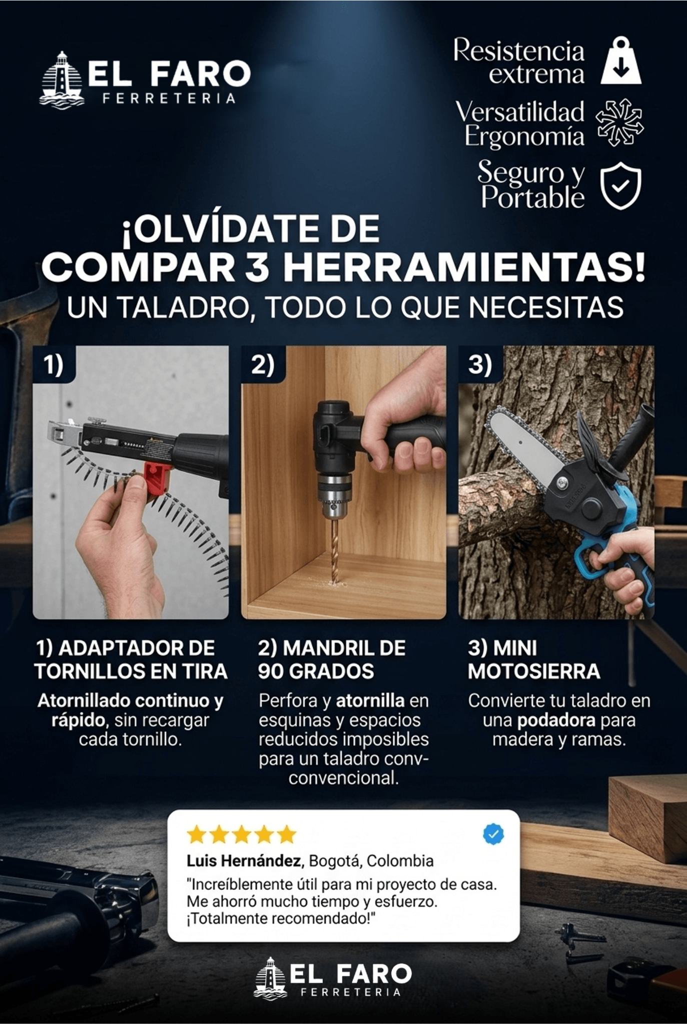 KIT 3 EN 1 PRO: CONVIERTE TU TALADRO EN 3 HERRAMIENTAS TODO LO QUE NECESITAS