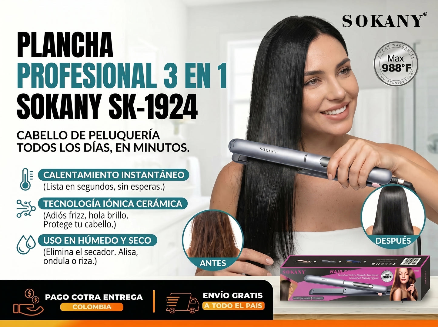 PLANCHA PARA EL CABELLO SOKANY
