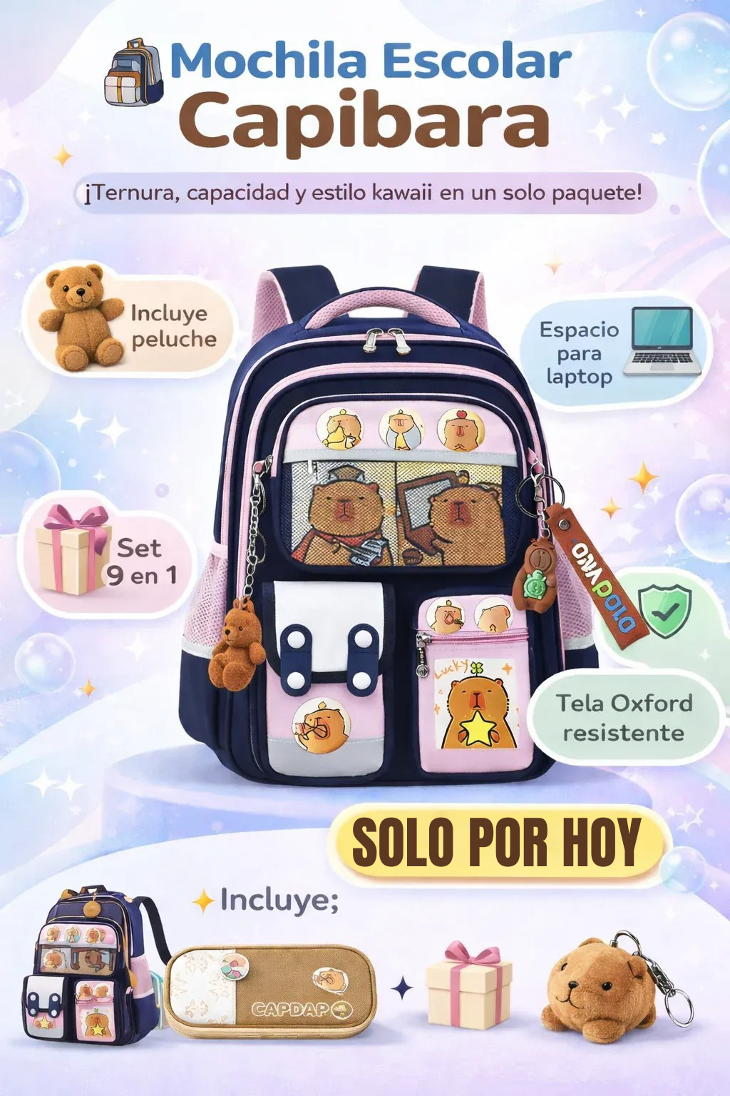 MORRAL DE CAPIBARA| IDEAL PARA ESTE REGRESO A CLASES, DÍA A DÍA O VIAJES