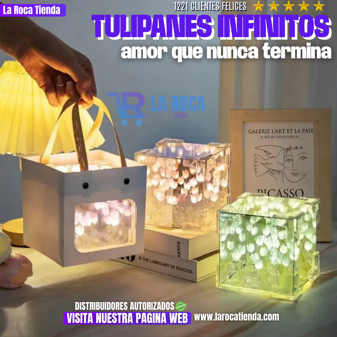 LAMPARA ESPEJO CON TULIPANES INFINITOS