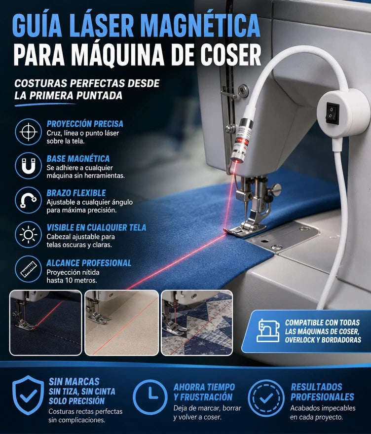 Guía Láser Magnética para Máquina de Coser