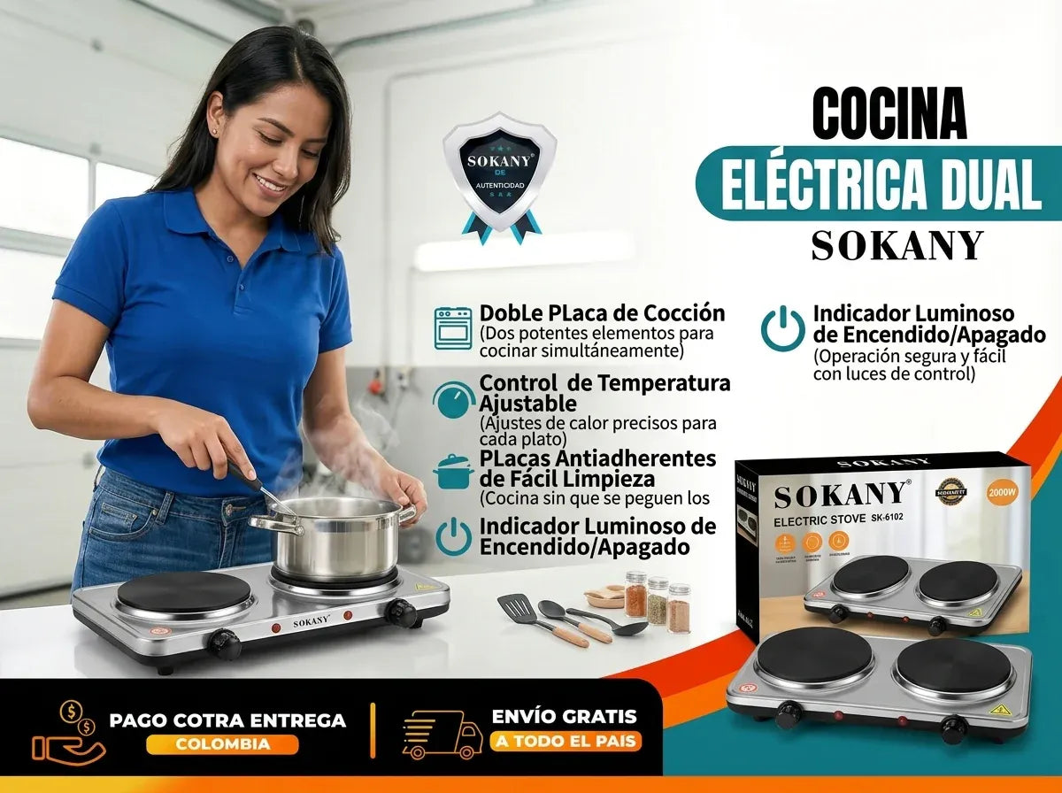 ESTUFA ELECTRICA SOKANY DE 2 PUESTOS