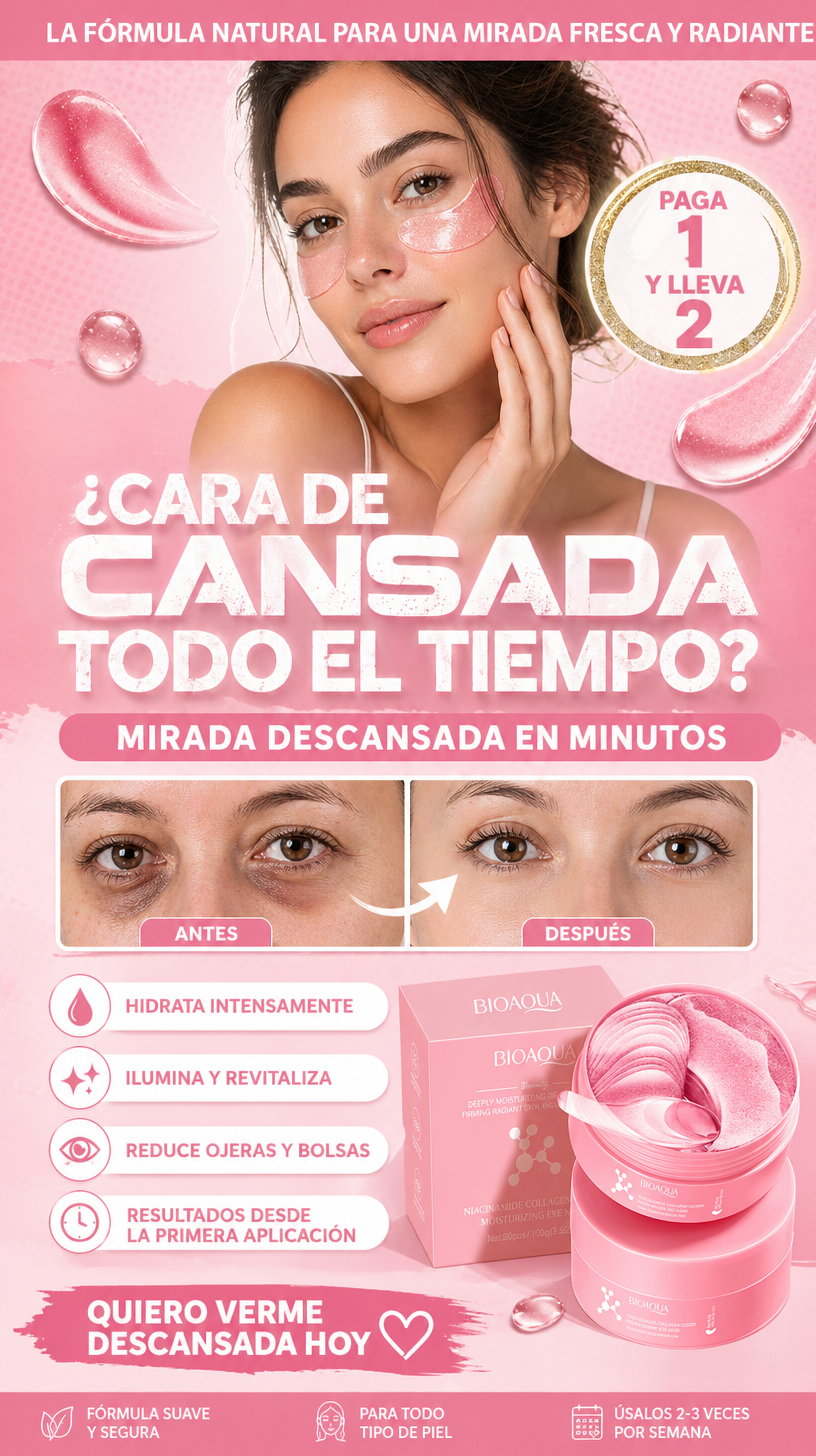 PARCHE COLÁGENO BIOAQUA PARA OJERAS|LUCE DESCANSADA EN MINUTOS