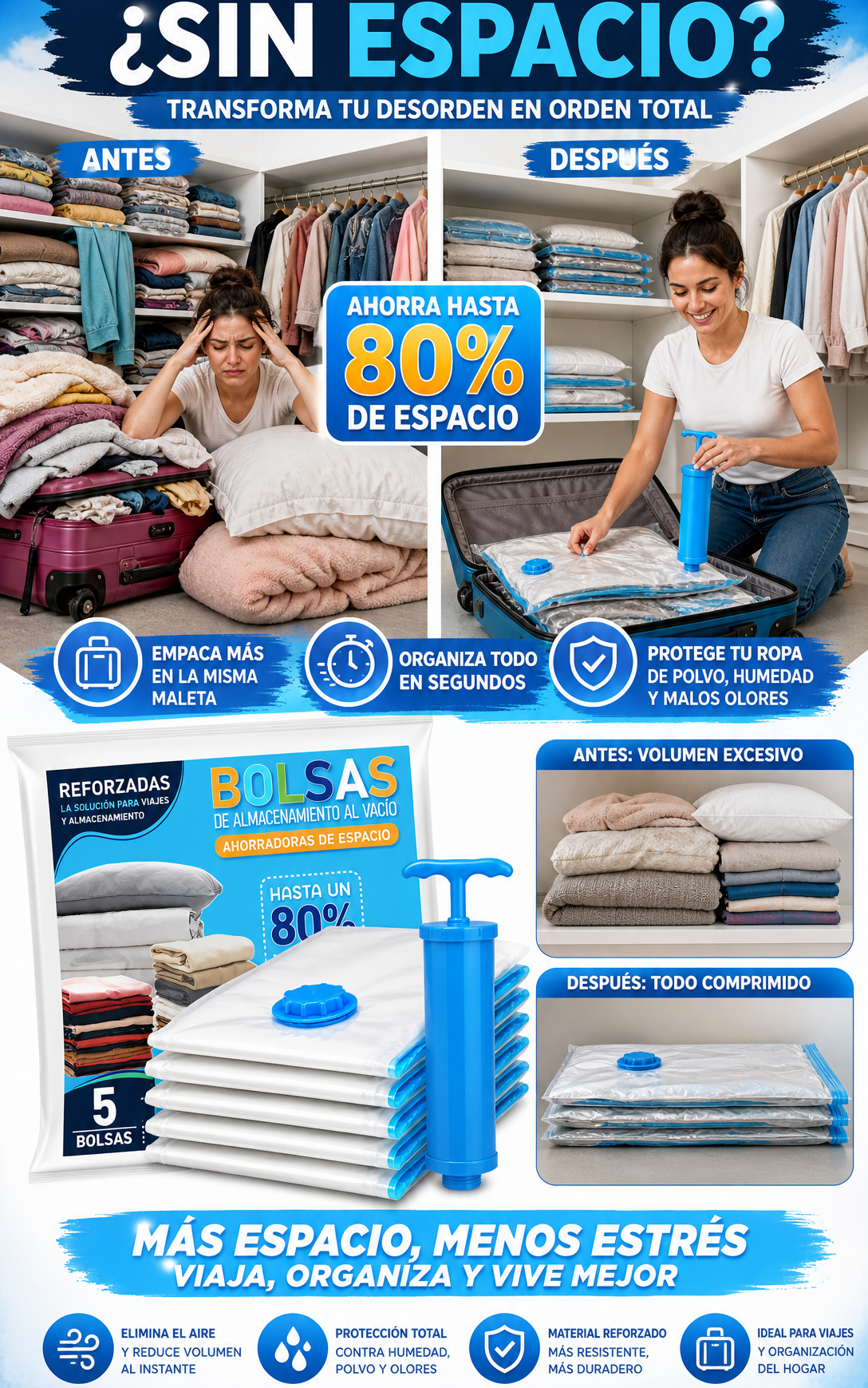 BOLSA ORGANIZADORA AL VACÍO™ AHORRA ESPACIO EN SEGUNDOS