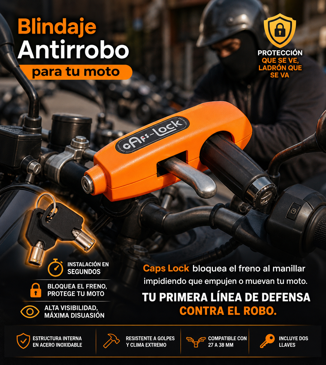 CANDADO DE MOTO CAPS LOCK, EL ESCUDO QUE TU MOTO NECESITA