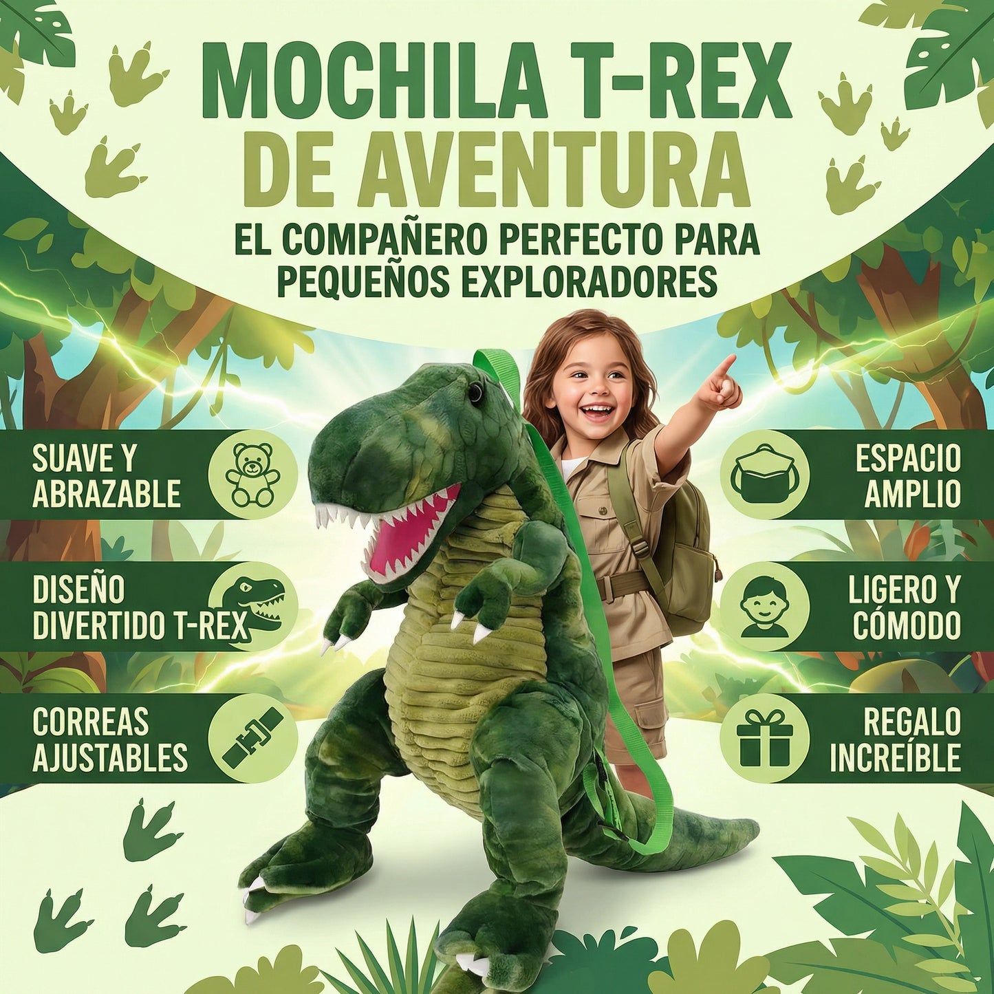 MOCHILA PARA NIÑOS T-REX